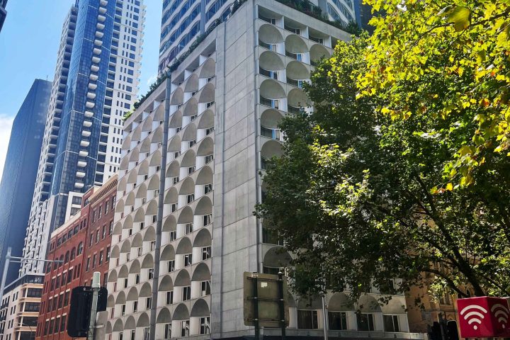 a tall building in a city